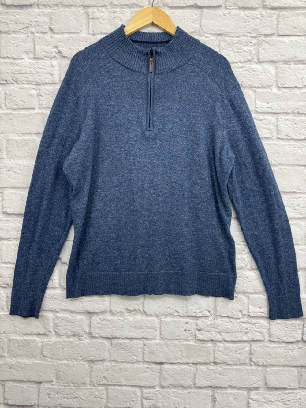 Smartwool Men's Quarter Zip Sweater XL Blue Merino Wool Blend Pullover Casual